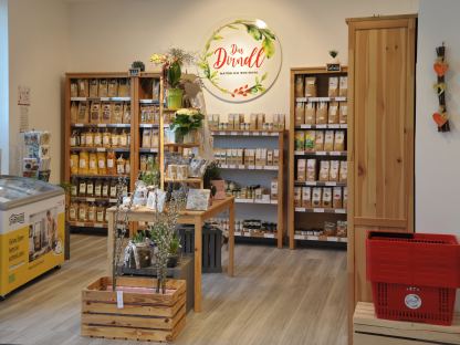 Foto vom Ladeninneren am Standort Zwetzbachermühle. 