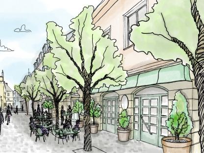 Eine Zeichnung der fertigen Schreinergasse. (Zeichnung: Michael Herzog)