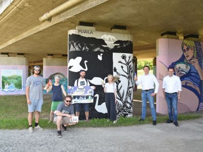 Graffiti-Kunst unter der ÖBB-Westbahnbrücke in St. Pölten. (Foto: Josef Vorlaufer)