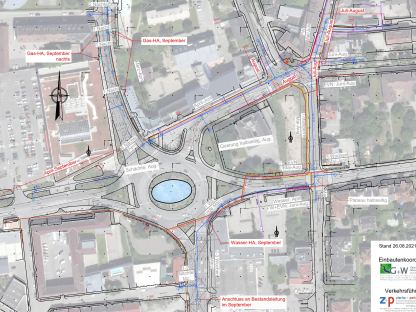 Grafische Darstellung des Bauzeitplans für 2021 von Groissmaier & Wurmetzberger sowie Zieritz + Partner