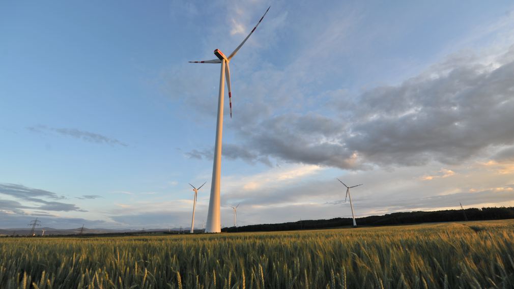 Die vier Anlagen im Windpark „Pottenbrunn IV“. (Foto: Stefan Hantsch)